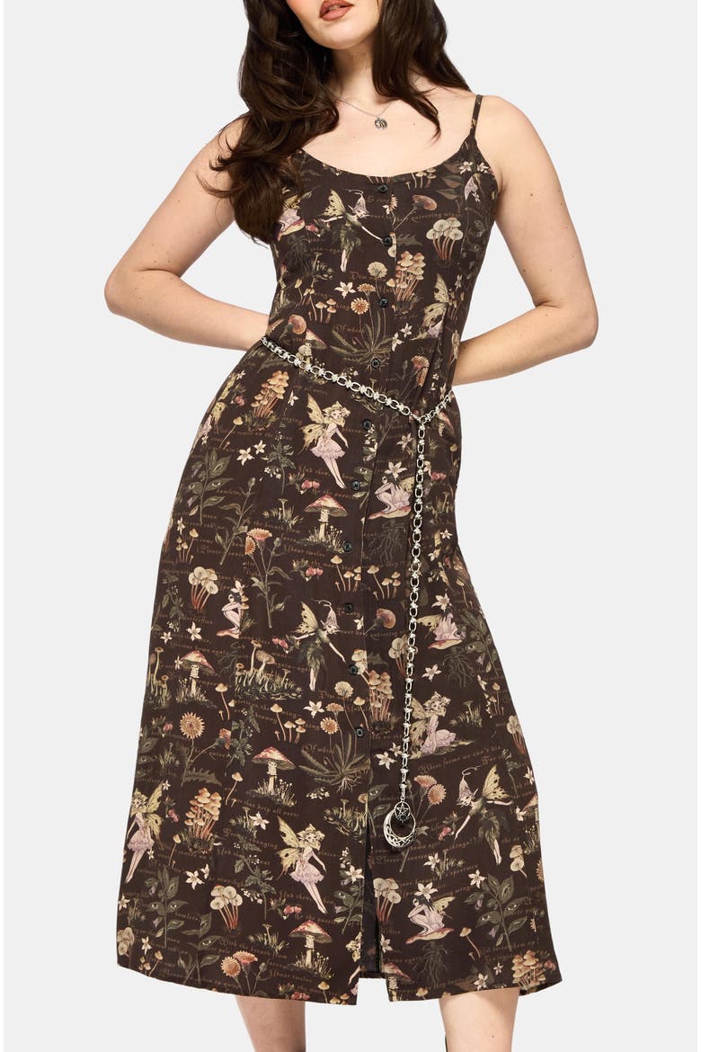 Faela Fairy Cami Midi Dress, Alternate, color, Black