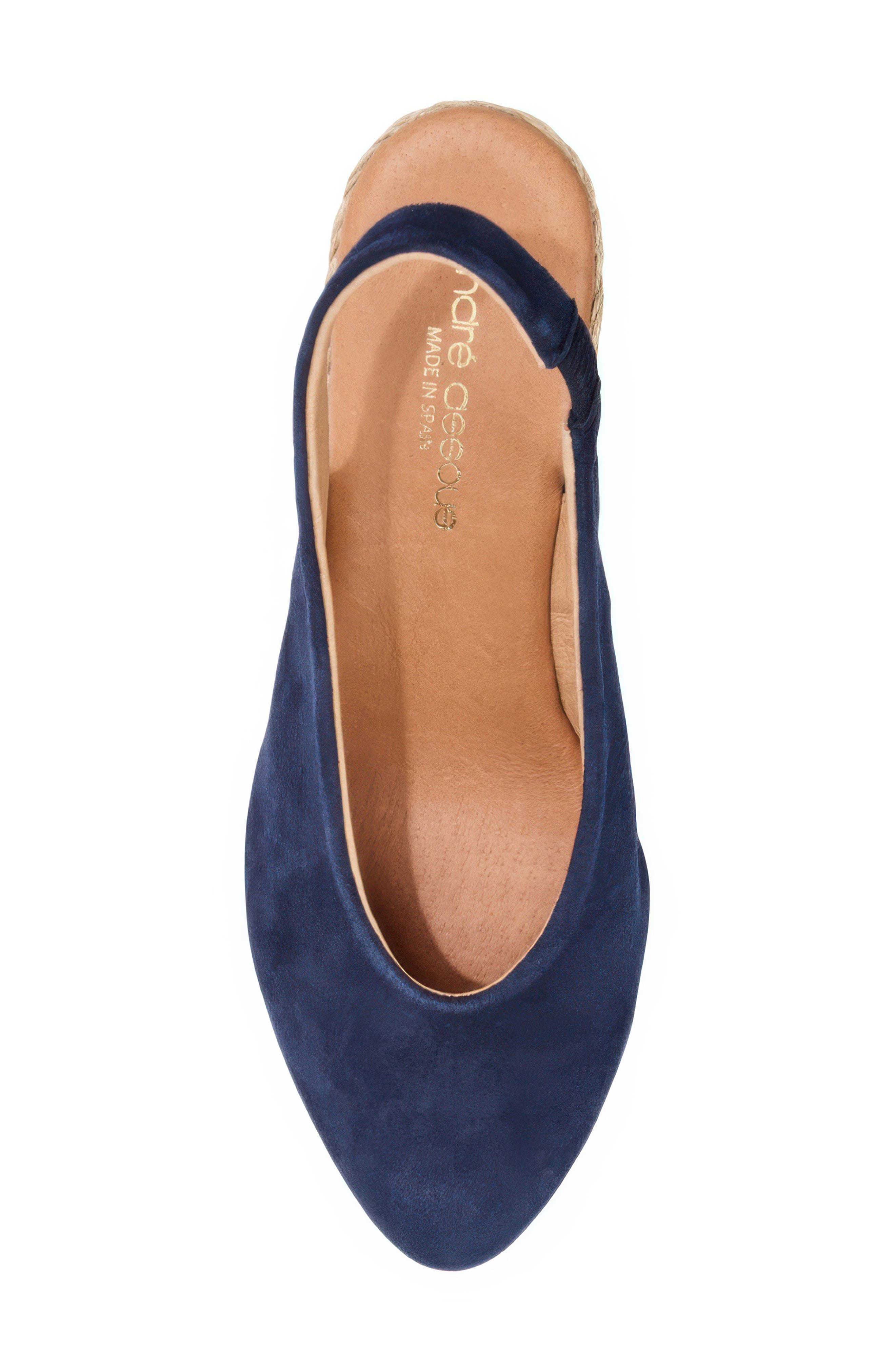 André Assous Pamala Slingback Wedge Pump, Alternate, color, Navy Suede