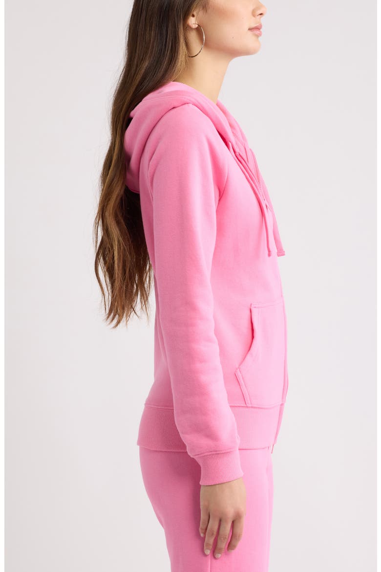 Slim Fit Terry Zip Hoodie, Alternate, color, PINK AURORA