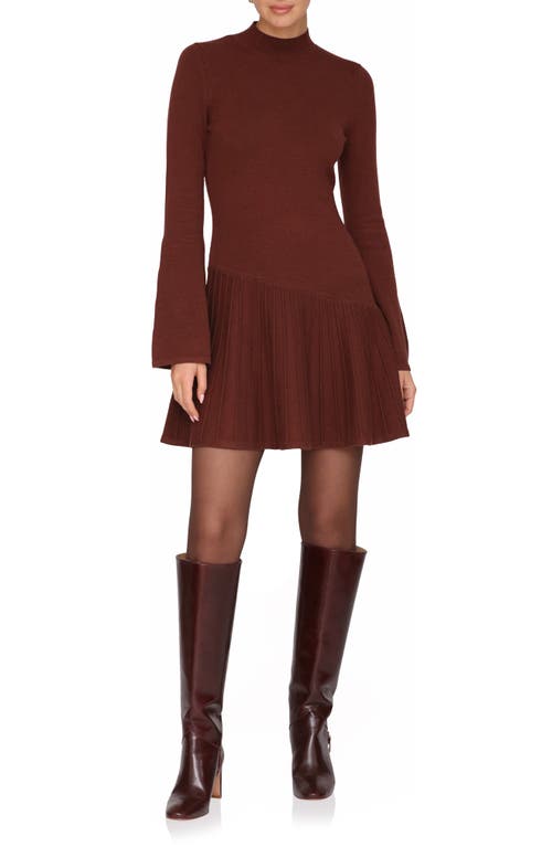 Avec Les Filles Long Sleeve Sweater Dress In Brown