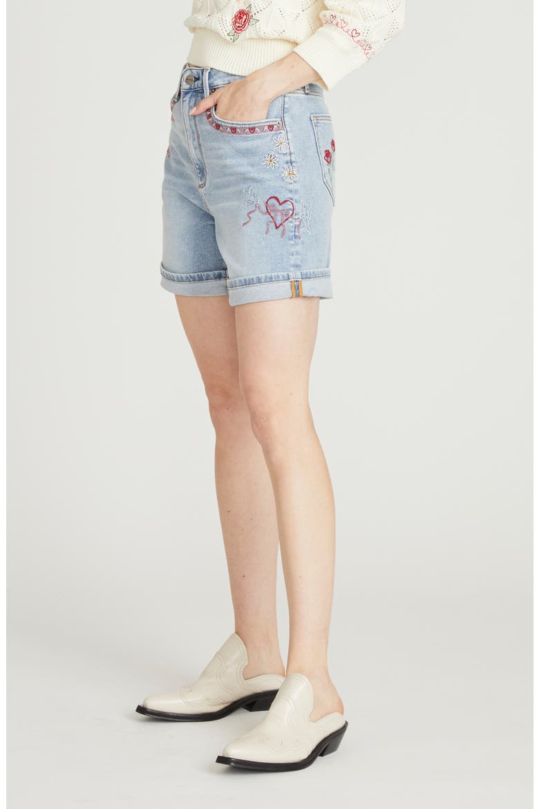 Aria High Waist Denim Shorts, Alternate, color, LIGHT WASH