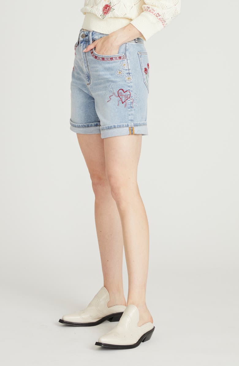 Driftwood Aria High Waist Denim Shorts, Alternate, color, Light Wash