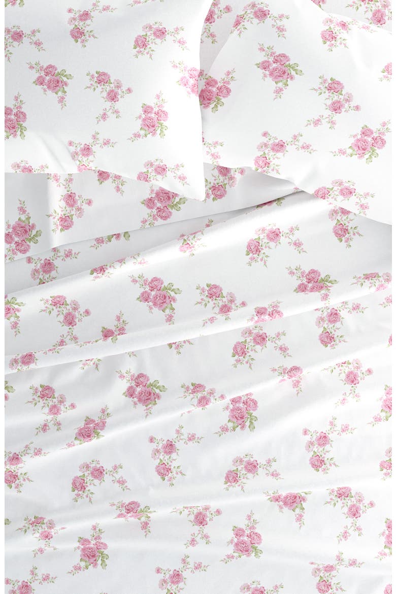 Premium Rose Bunch 4-Piece Flannel Bed Sheet Set, Alternate, color, PINK