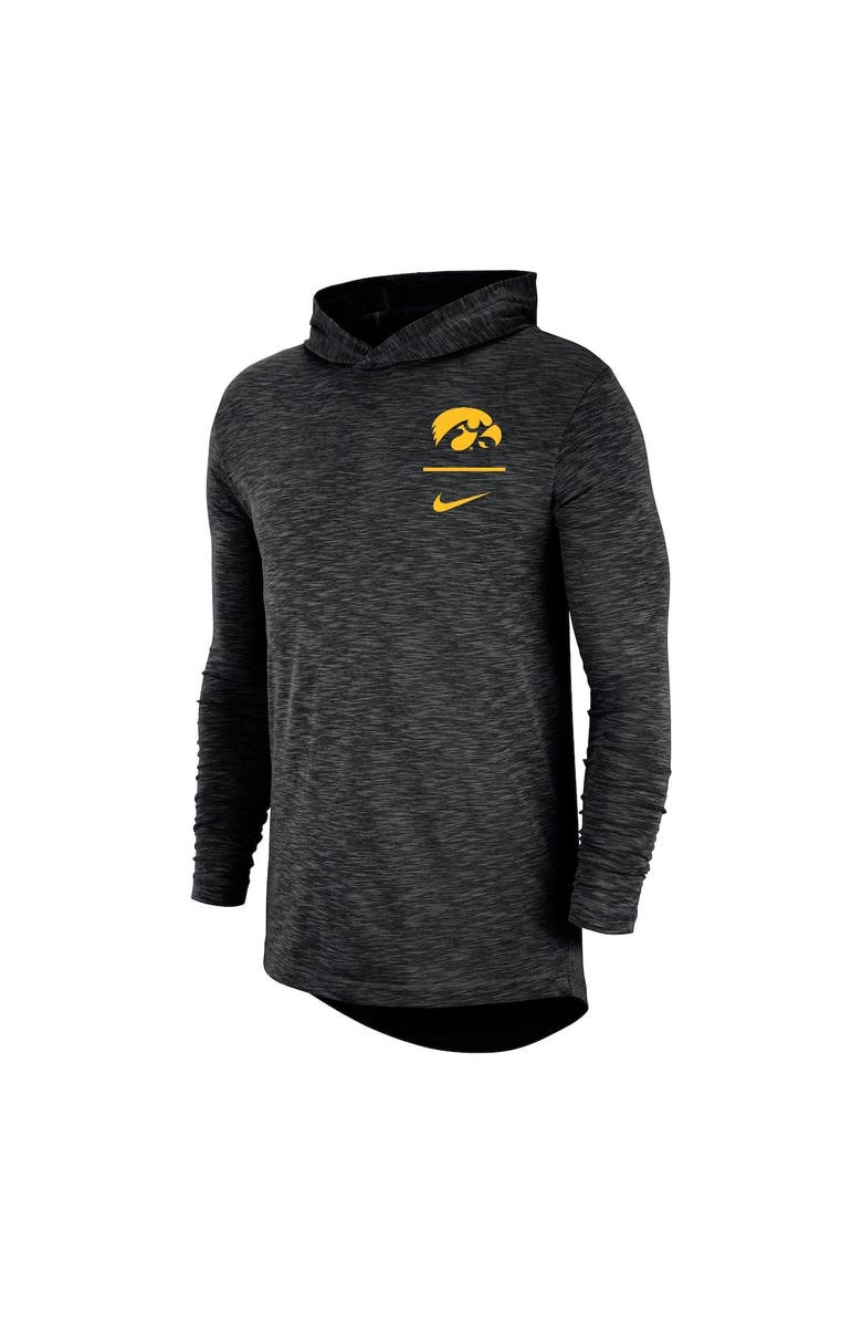 Nike Men's Nike Black Iowa Hawkeyes Slub Performance Long Sleeve Hoodie T-Shirt, Alternate, color, 