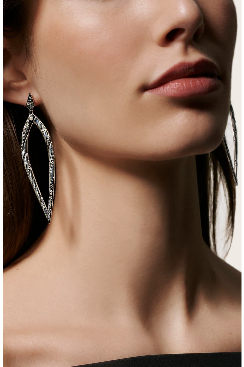 Lahar Long Drop Earrings with Diamonds, Alternate, color, SILVER/ DIAMOND