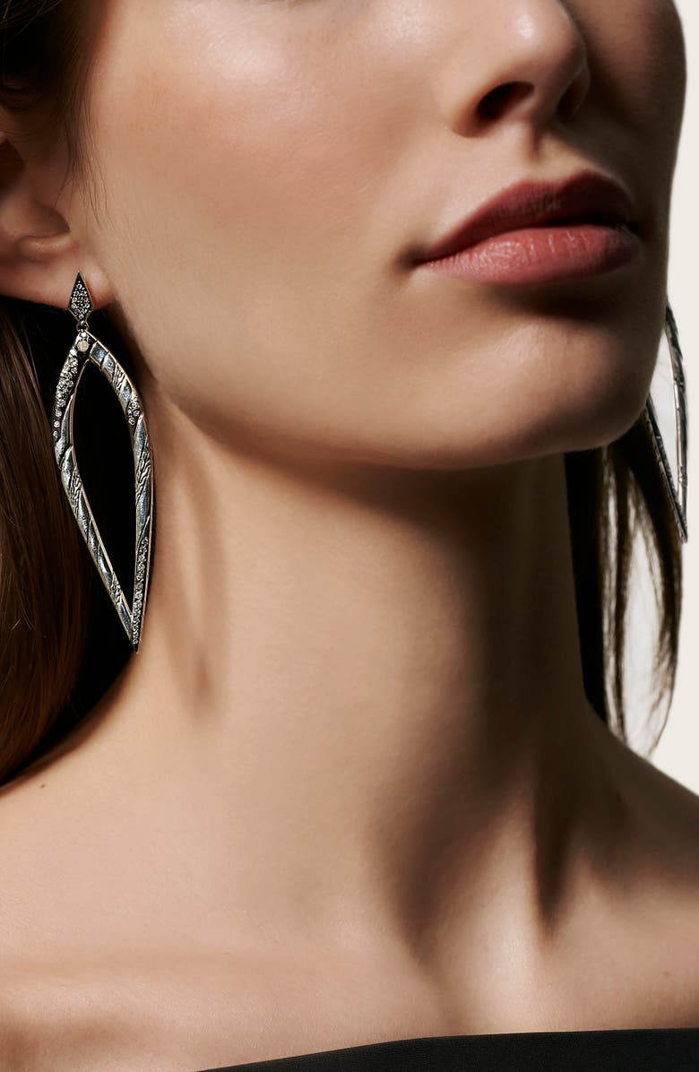 John Hardy Lahar Long Drop Earrings with Diamonds, Alternate, color,