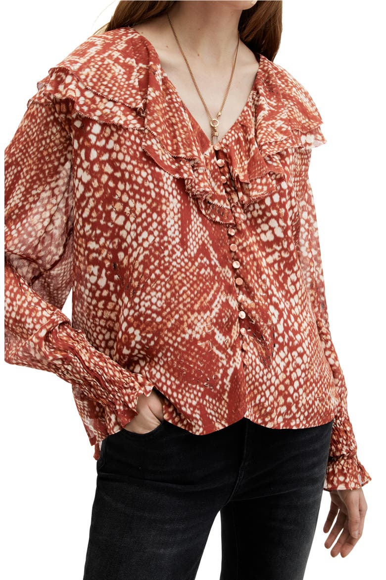 Phoebe Waimea Ruffle Top, Alternate, color, RED CLAY