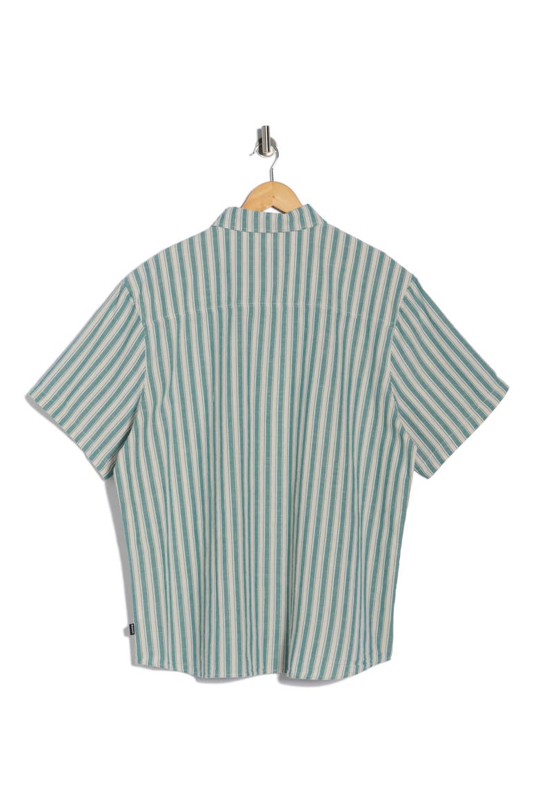 Promenade Stripe Slub Cotton Short Sleeve Button-Up Shirt, Alternate, color, CABO