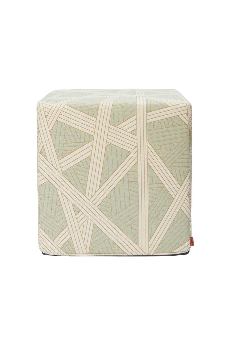 Nastri 40x40x40 Cm Footstool Cube With Contrasting Stitching, Main, color, Green