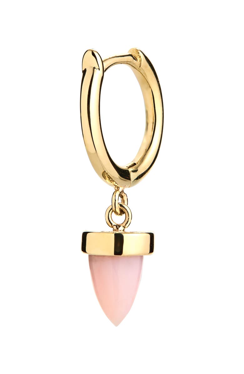 Zoë Chicco Opal Bullet Drop Huggie Hoop Earrings, Alternate, color, 14K Yellow Gold / Pink Opal