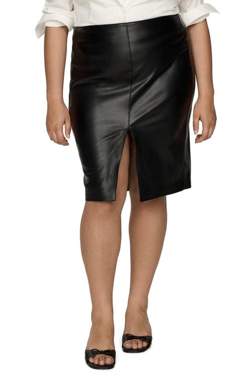 Mango Faux Leather Pencil Skirt In Black