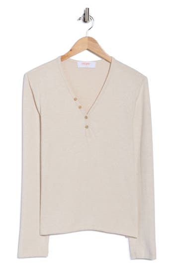 Renee C Rib Knit V-neck Top In Neutral