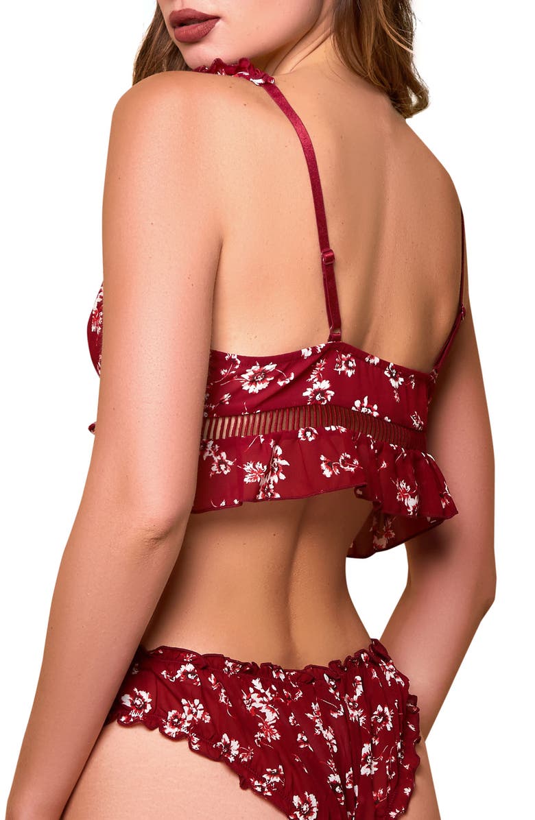 Hauty Printed Chiffon Bralette Set, Alternate, color, Burgundy