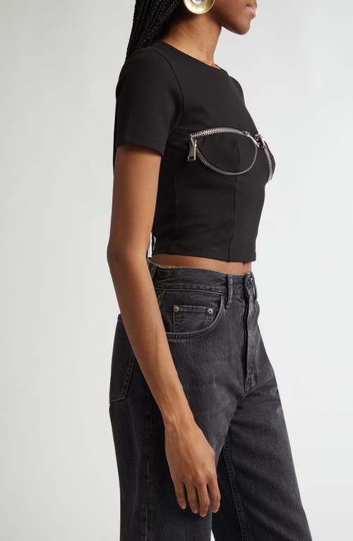 Shop Area Zipper Bustier Cup T-shirt In Black