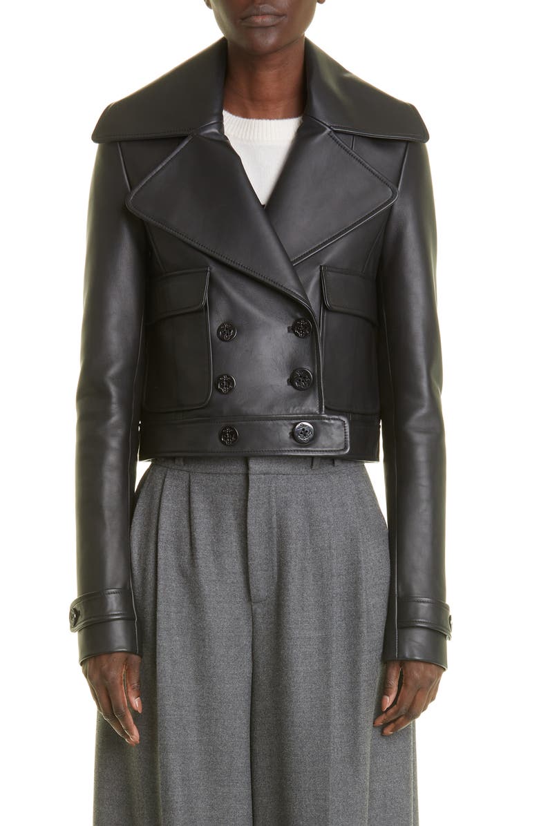 Altuzarra Laga Double Breasted Lambskin Leather Jacket, Main, color, 