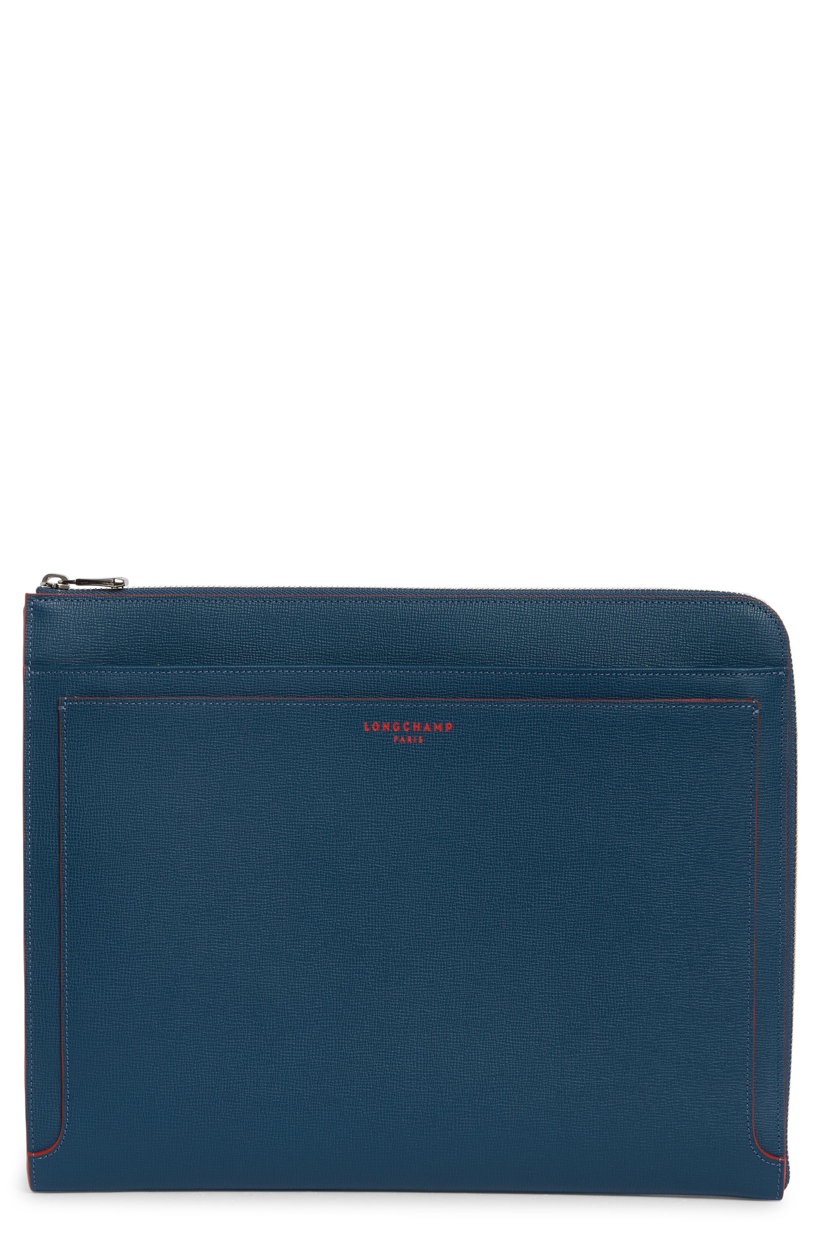 Longchamp Racing Textured Leather Laptop Document Case