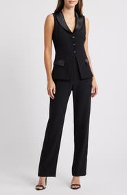 Eliza J Sleeveless Peplum Waistcoat Jumpsuit