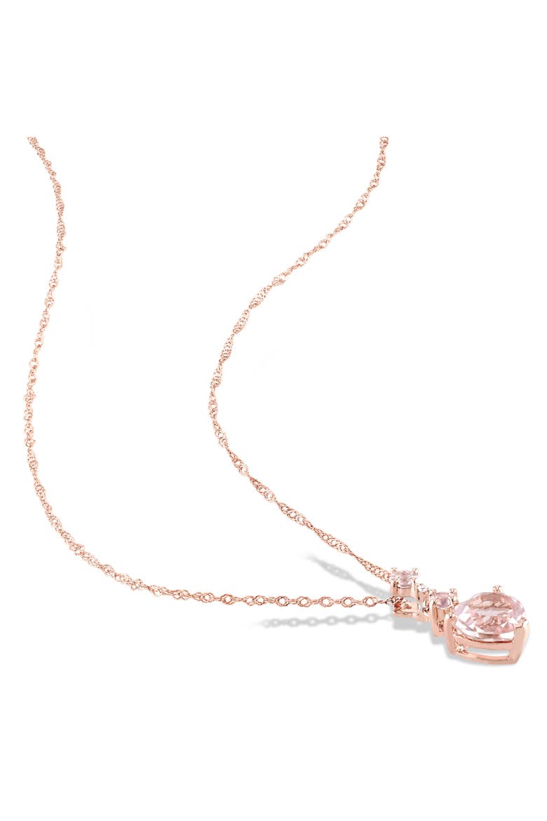 2-Piece Set Morganite Heart Earrings & Necklace, Alternate, color, Morganite