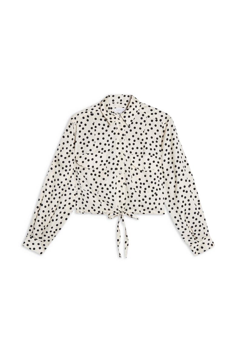 Spot Drawstring Waist Blouse, Alternate, color, BEIGE