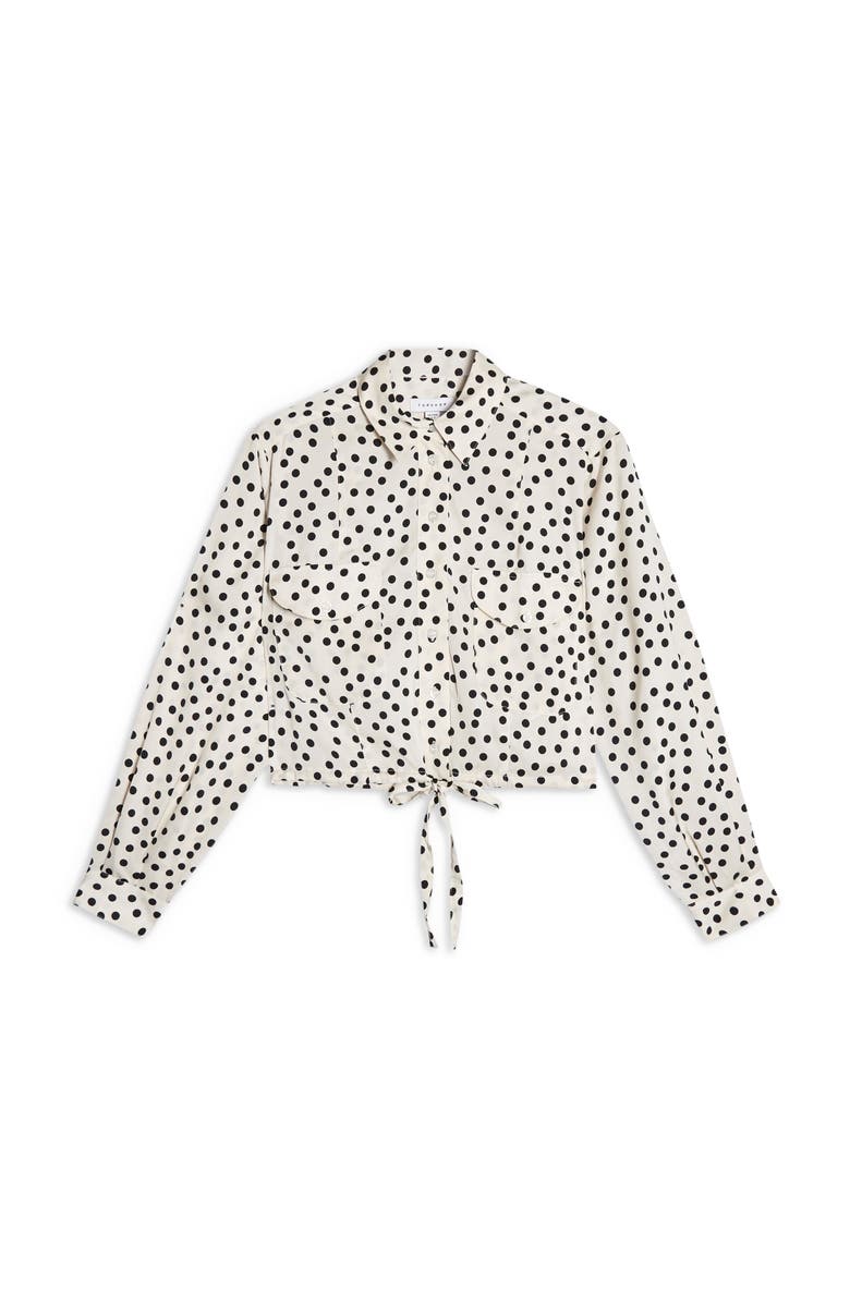 Topshop Spot Drawstring Waist Blouse, Alternate, color,