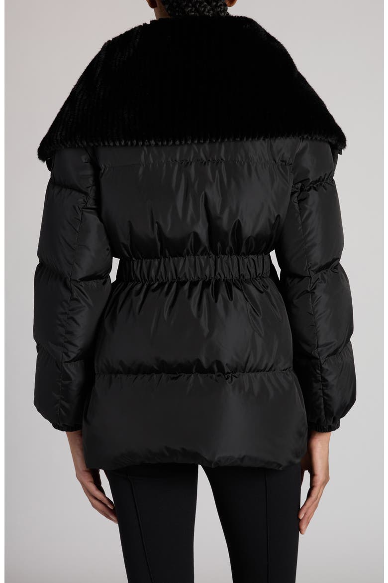 Brasseurs Down Jacket with Faux Fur Trim, Alternate, color, BLACK