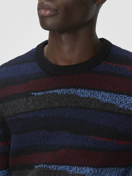 Missoni Crew Neck Sweater With Striped Inlay In Blue