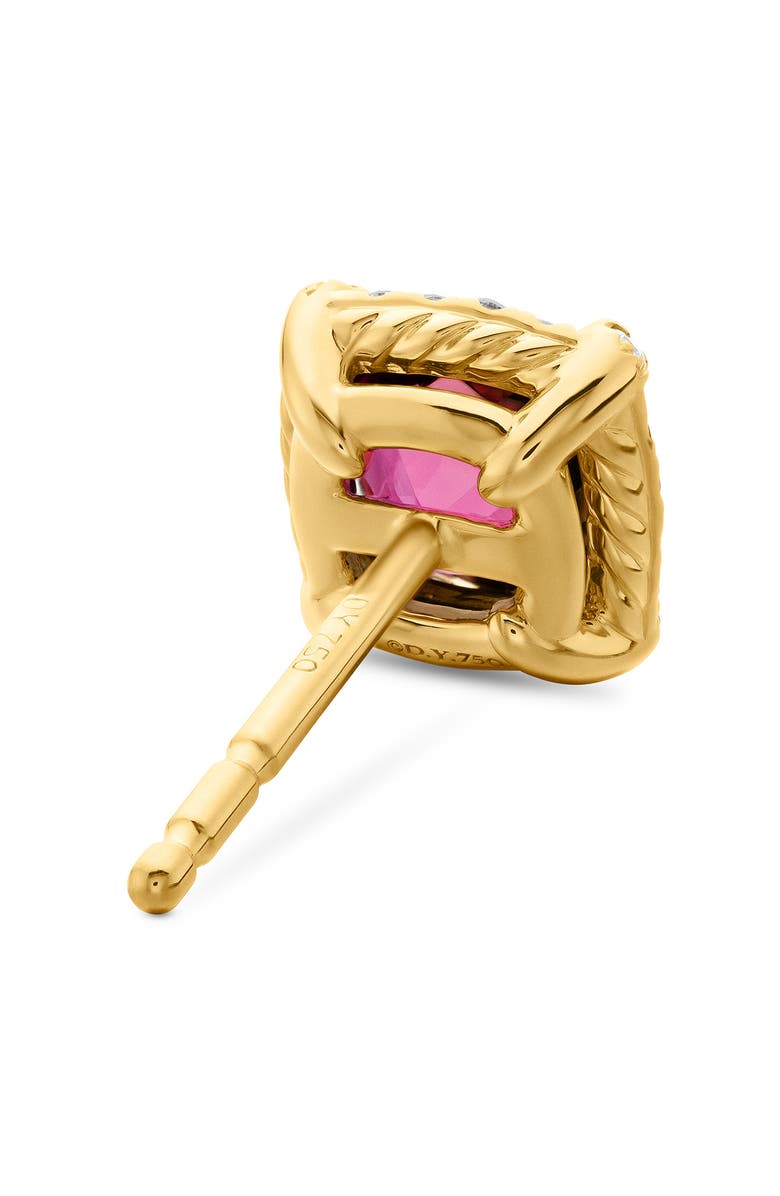David Yurman Petite Chatelaine<sup>®</sup> Pavé Bezel Stud Earrings in 18k Gold, Alternate, color, Pink Tourmaline