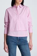 Kenneth Cole Button-Up Stripe Crop Shirt