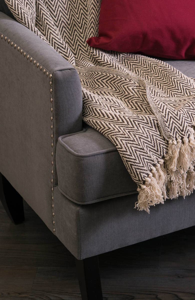 Design Imports Tassel Throw Blanket, Alternate, color, Black