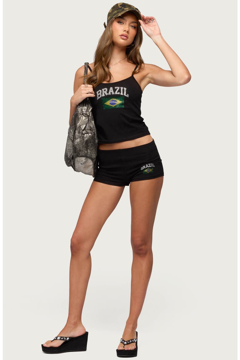 Brazil Rhinestone Low Rise Shorts, Alternate, color, BLACK