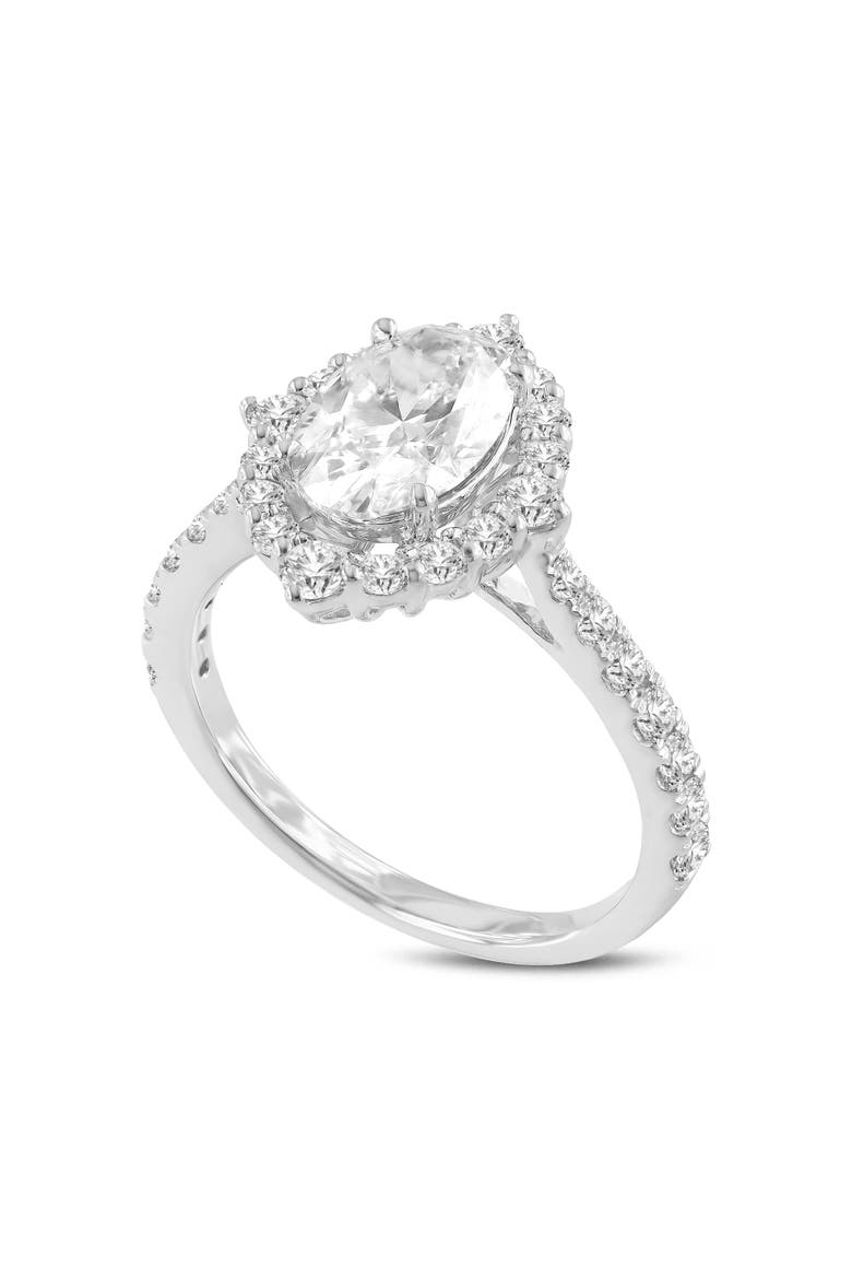 Valeria 14K White Gold Oval Lab Grown Diamond Halo Engagement Ring - 2.25 Ct, Main, color, 14K White Gold
