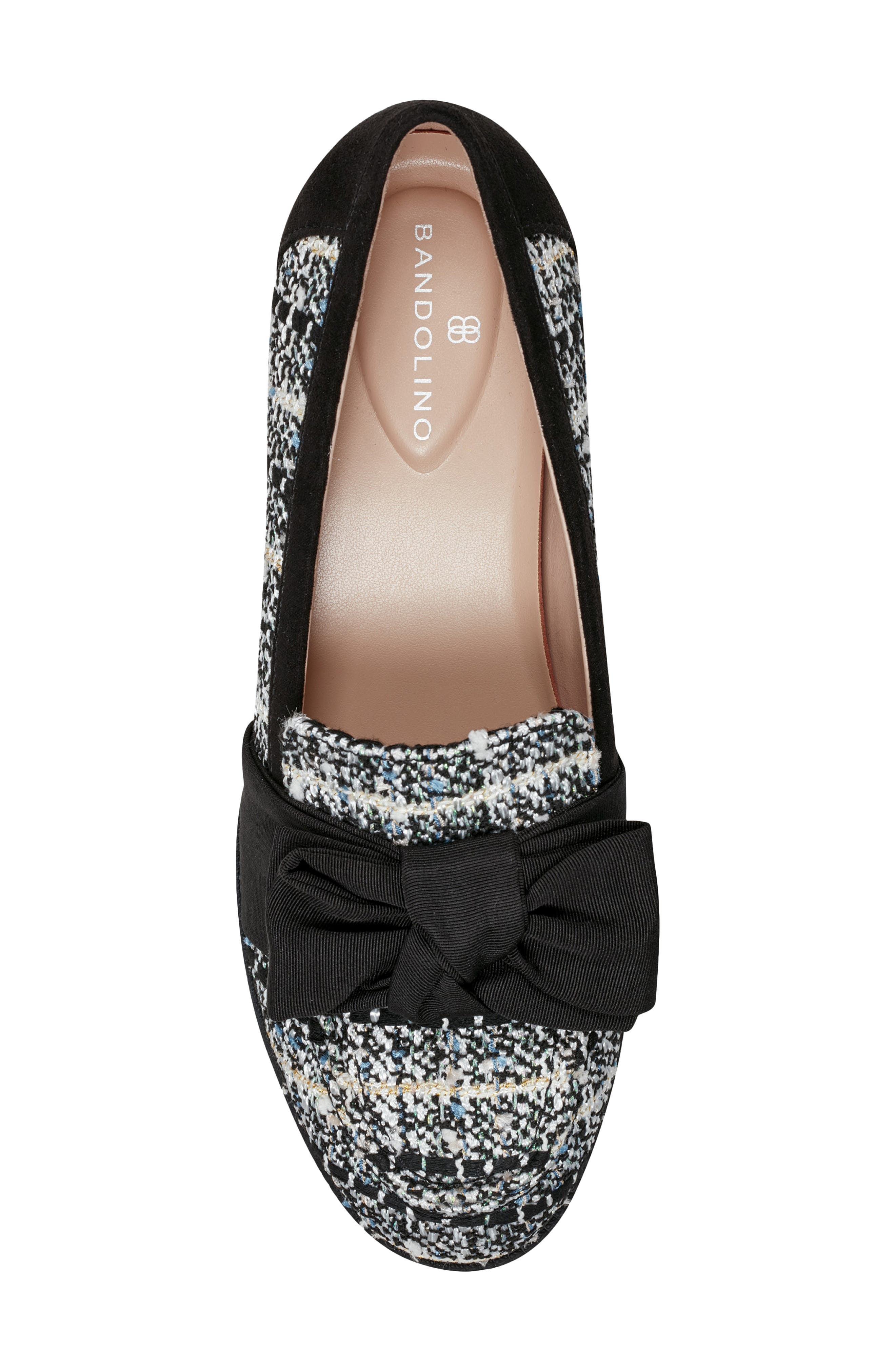 Bow Loafer, Alternate, color, BLACK CREAM TWEED