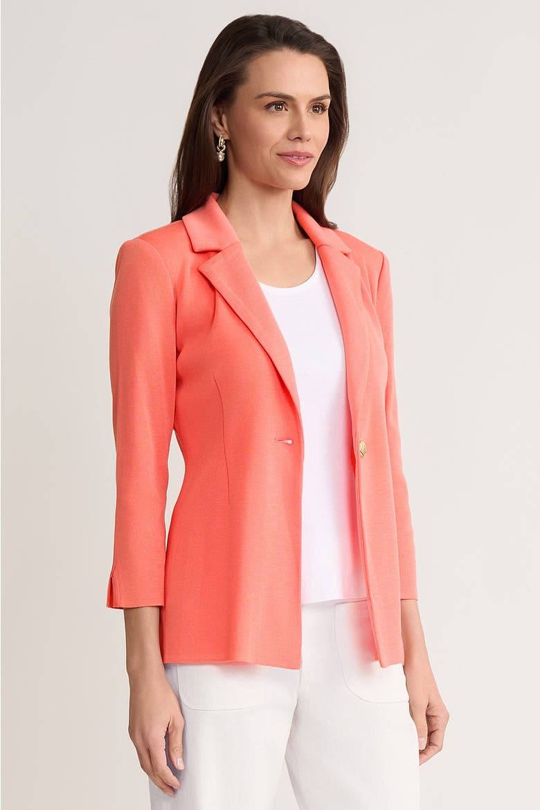 Tailored Single-Button Knit Jacket, Alternate, color, Plumeria