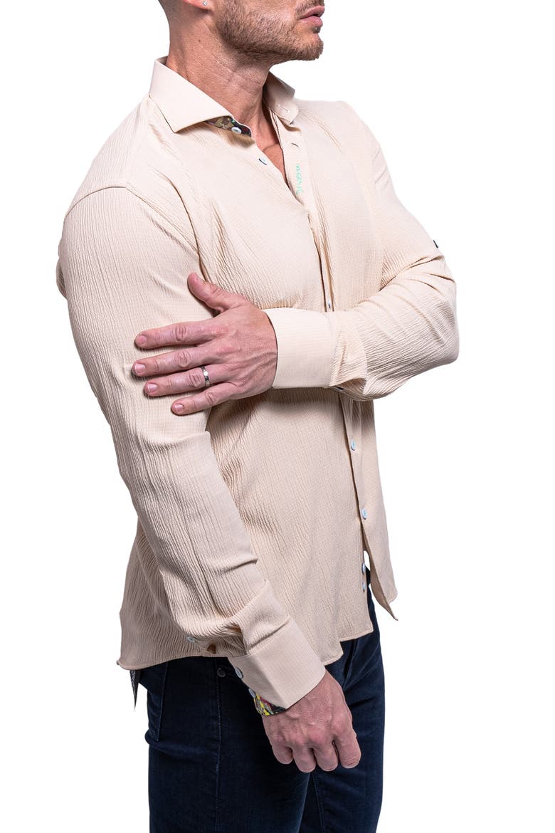 Einstein Resistance Contemporary Fit Textured Button-Up Shirt, Alternate, color, LIGHT BROWN