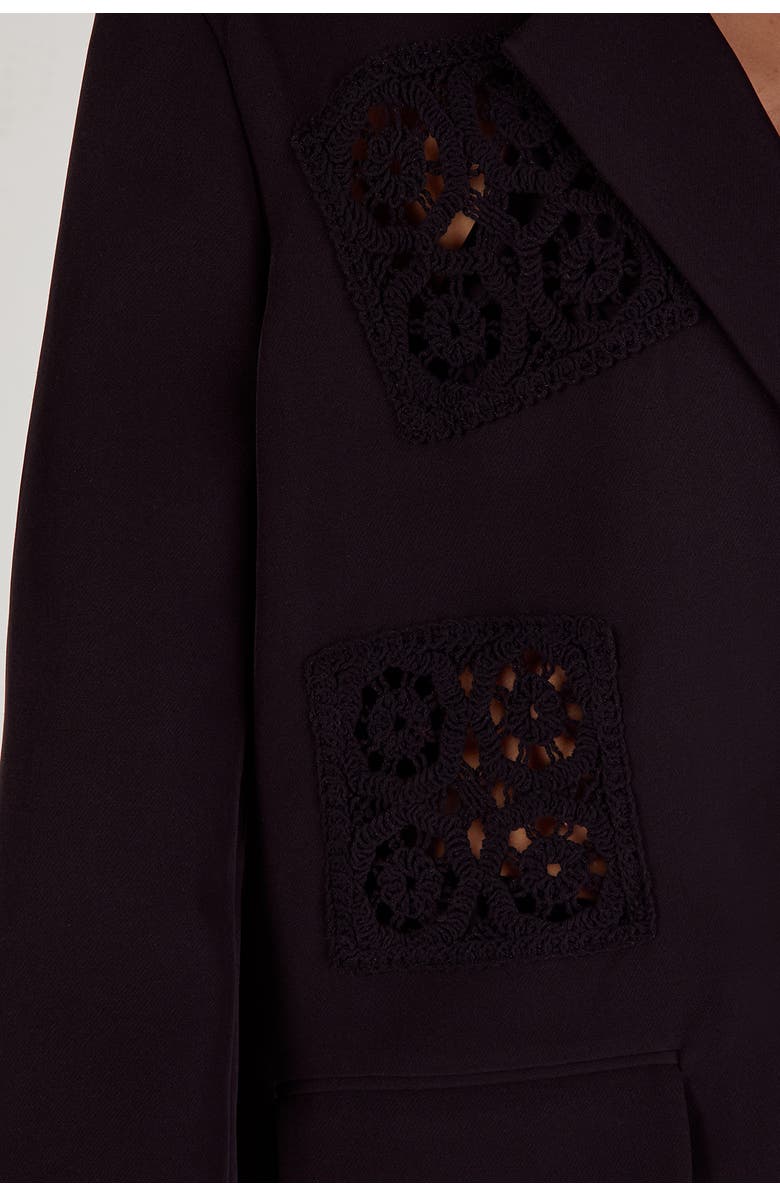NASTY GAL Tailored Crochet Insert Oversized Blazer, Alternate, color, Black