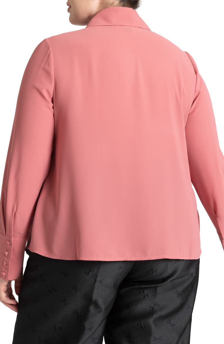 ELOQUII Tie Neck Button-Up Shirt, Alternate, color,