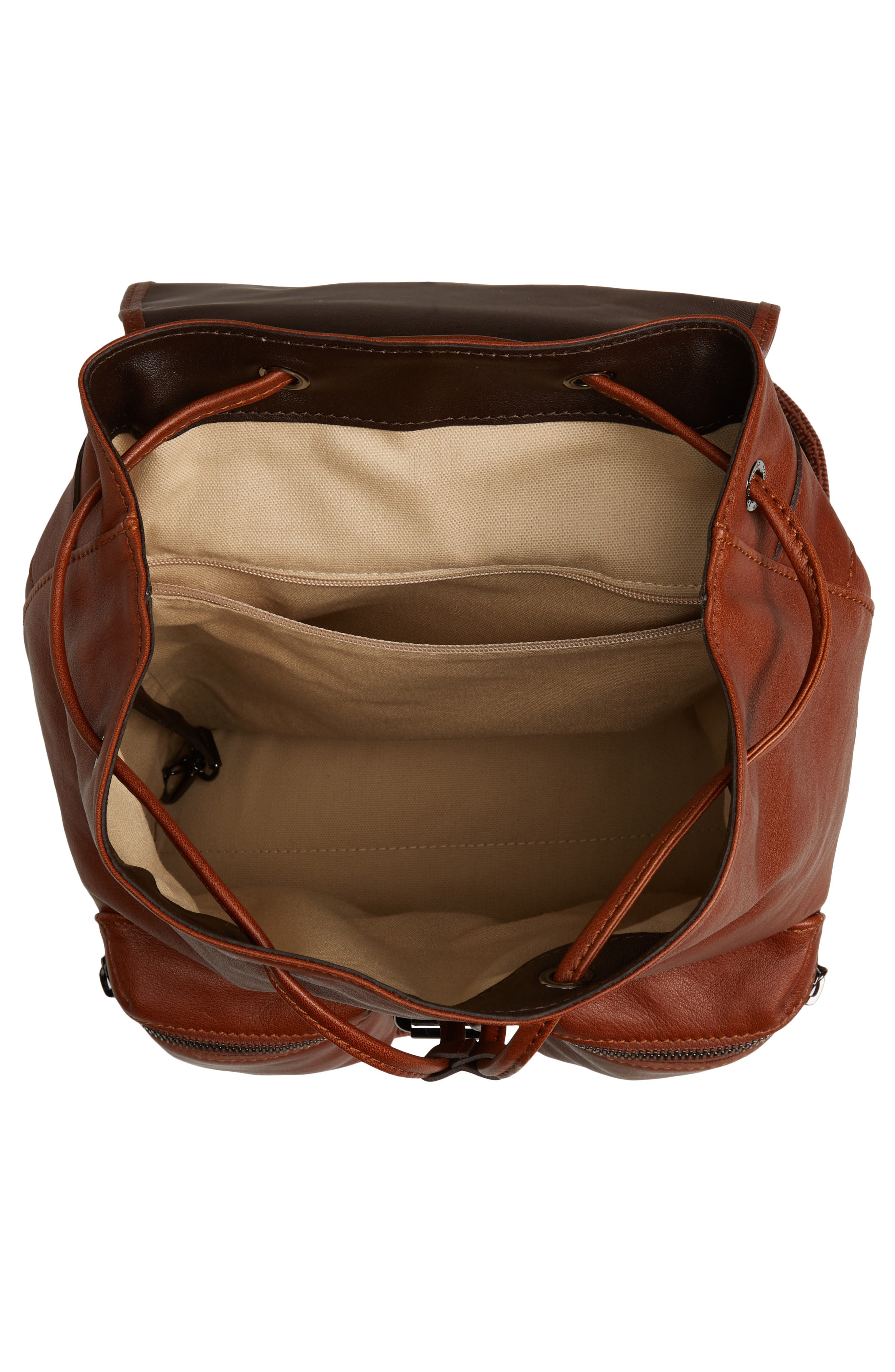 Longchamp Small 3D Leather Backpack, Alternate, color, Cognac