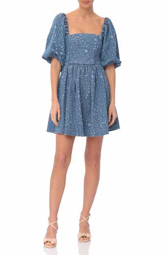 Avec Les Filles Heart Puff Sleeve Babydoll Minidress