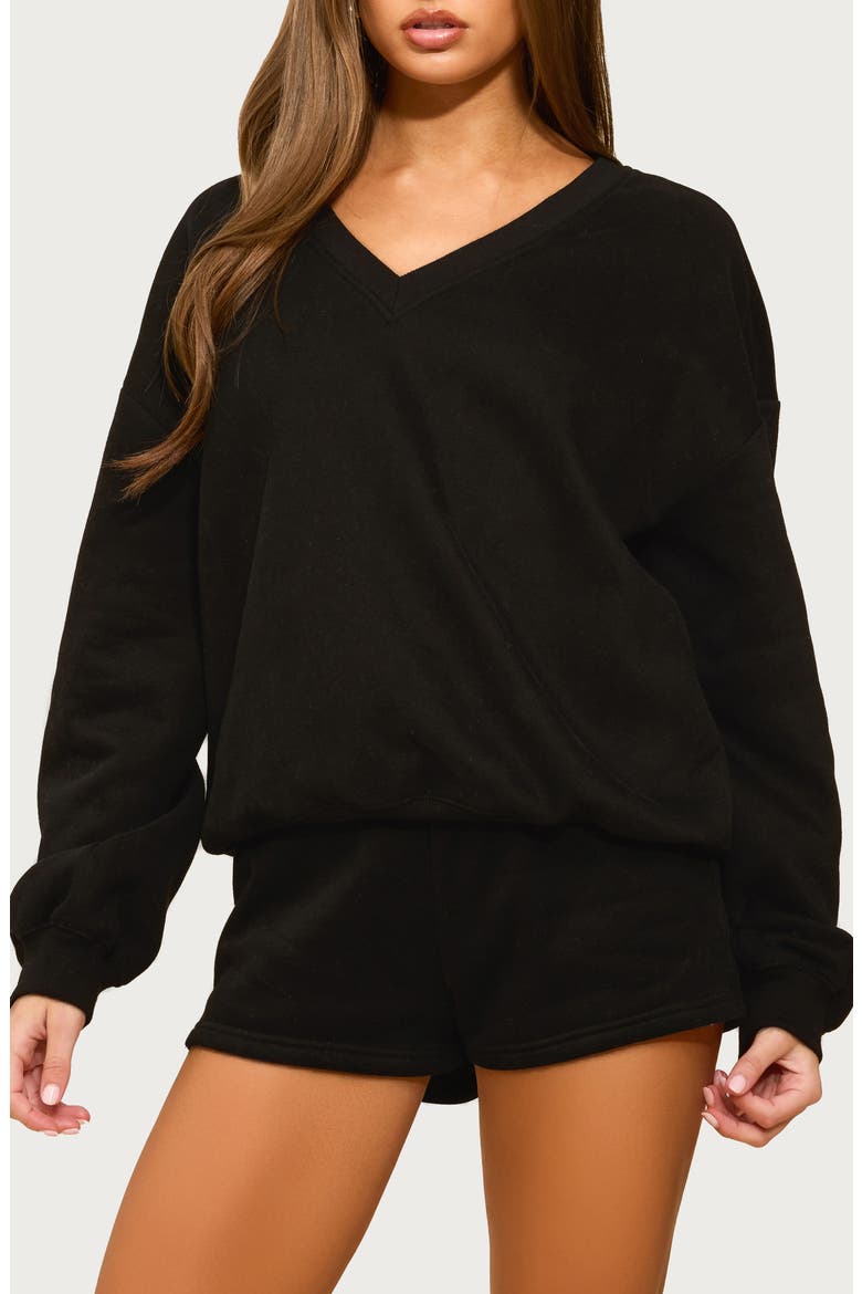 Bronte V-Neck Sweatshirt, Main, color, BLACK
