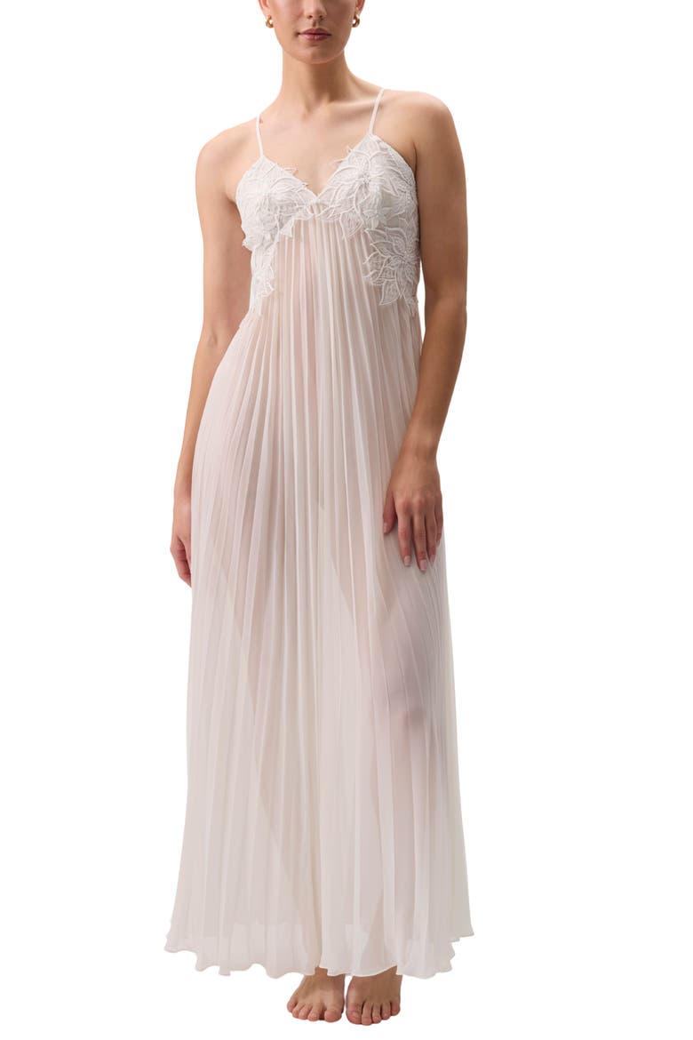 Delight Embroidered Bodice Nightgown, Alternate, color, IVORY