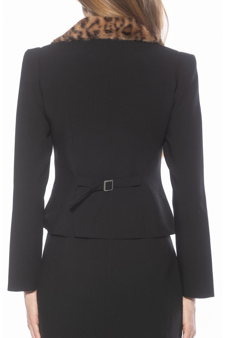 Sabrina Faux Fur Notch Collar Blazer, Alternate, color, BLACK