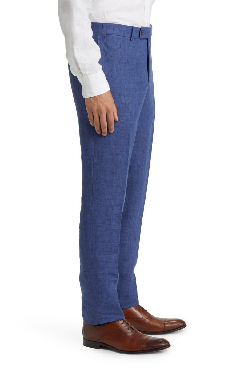 Jack Victor Pablo Flat Front Linen Trousers, Alternate, color, Blue