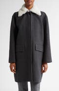 Thom Browne Bal Wool & Cashmere Coat with Removable Genuine Shearling Collar