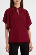 Santorelli Guita Flutter Sleeve Silk Blouse
