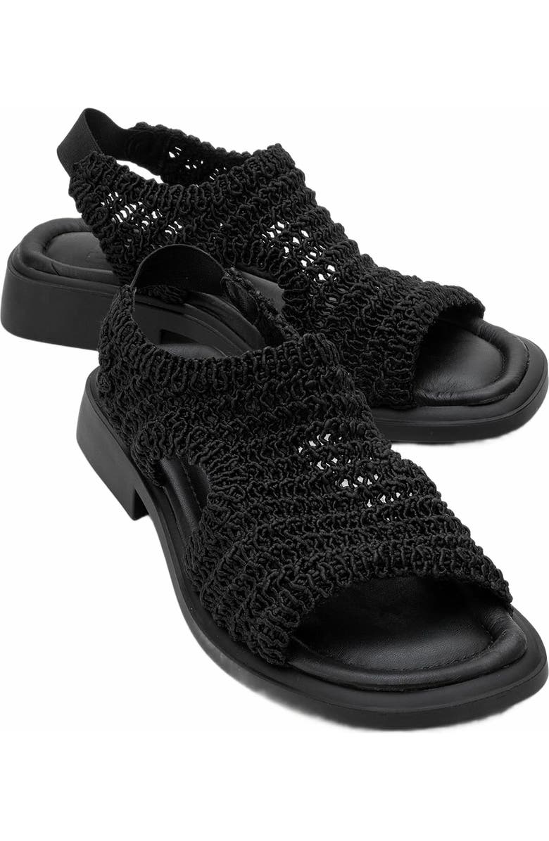 Forever & Always Shoes Weave Leather Woven Sandal, Main, color, Black Leather