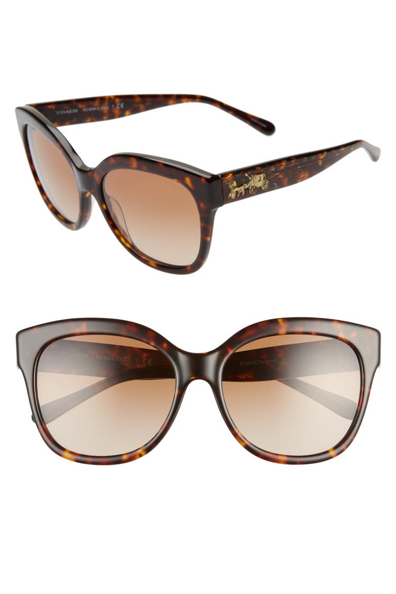56mm Square Sunglasses, Main, color, TORTOISE/ BROWN GRADIENT
