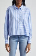 Veronica Beard Kinley Directional Stripe Cotton Blend Button-Up Shirt