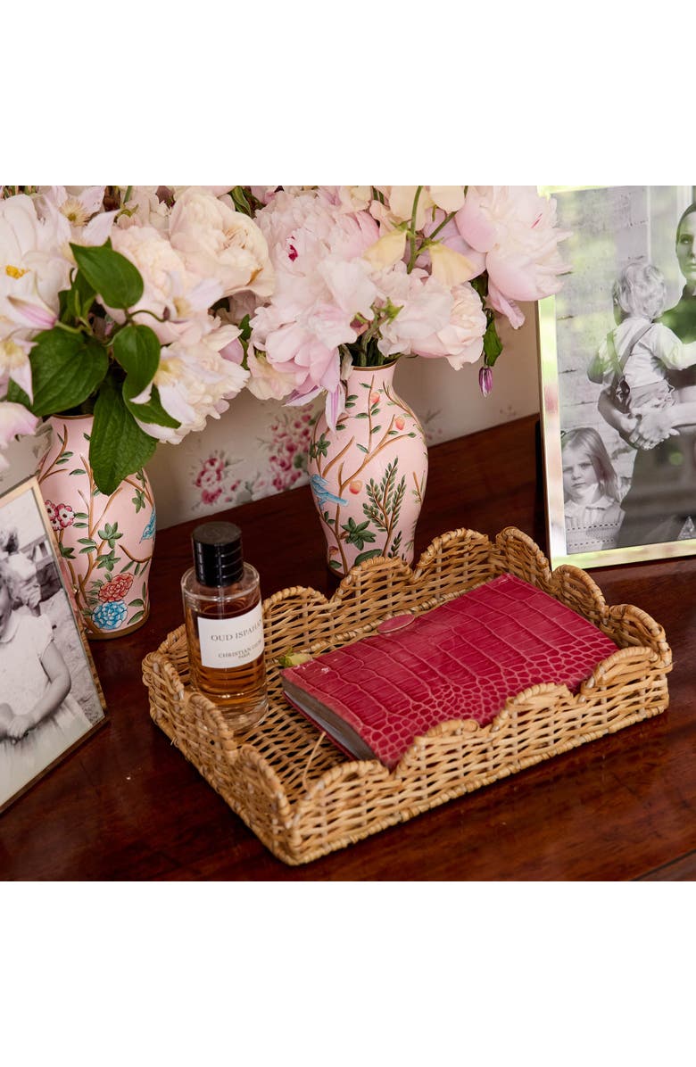 Mrs. Alice Small Scalloped Rattan Tray, Alternate, color, Neutral