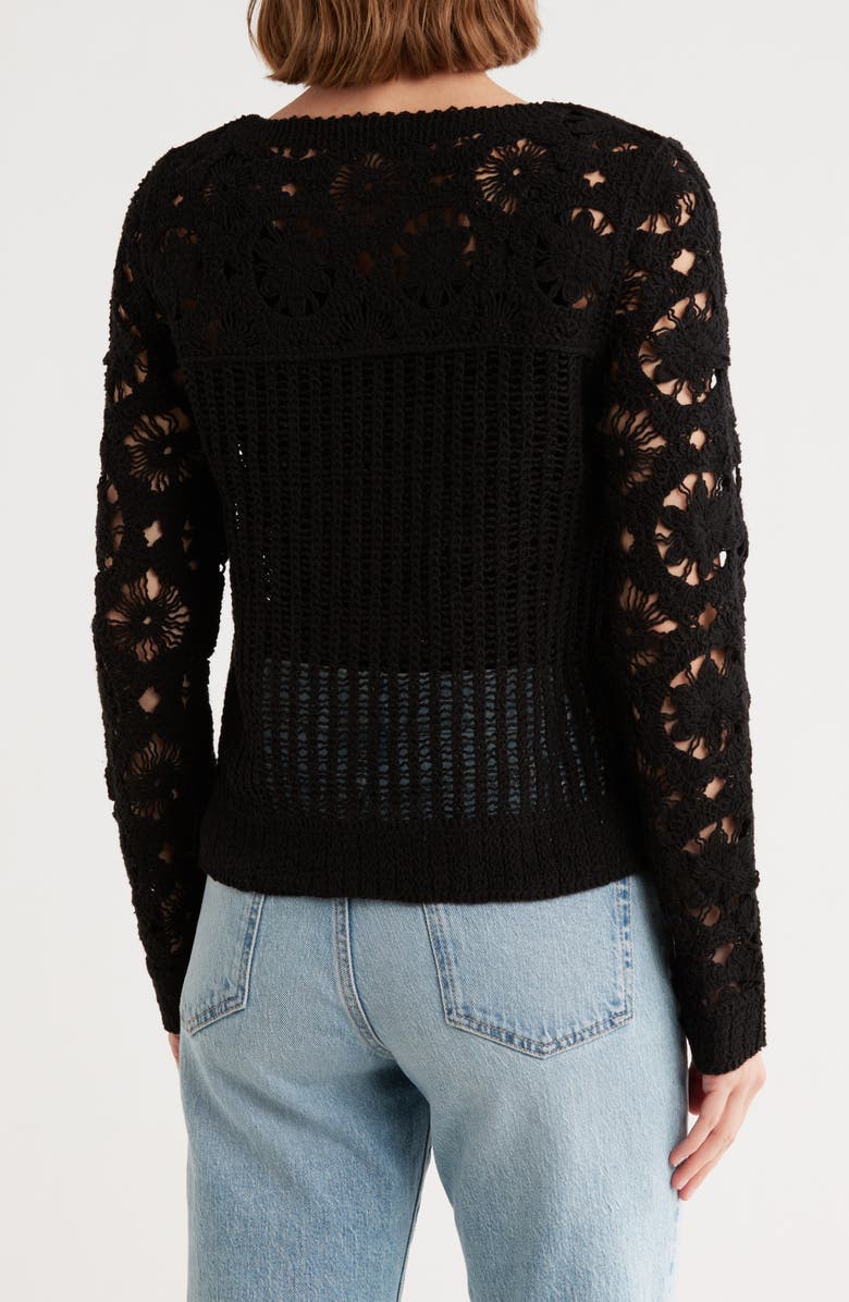 RDI Open Stitch Cotton Cardigan, Alternate, color, Black