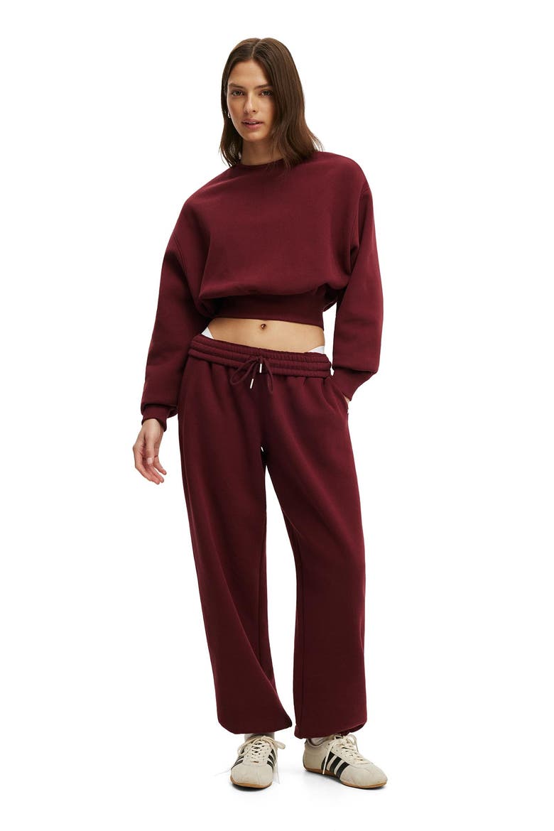 Women's Active Plush Cropped Crew, Alternate, color, Gingerberry